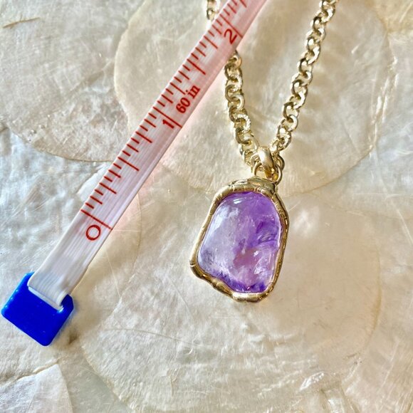 3 For $25! Gold Tone Chain  w Purple Stone Necklace - Picture 6 of 6